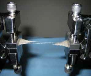 Figure 4. A PLGA test sample in the final pull to failure test.