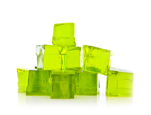 Cubes of Lime jelly Figure 1. Dessert Gelatin Cubes after gelation