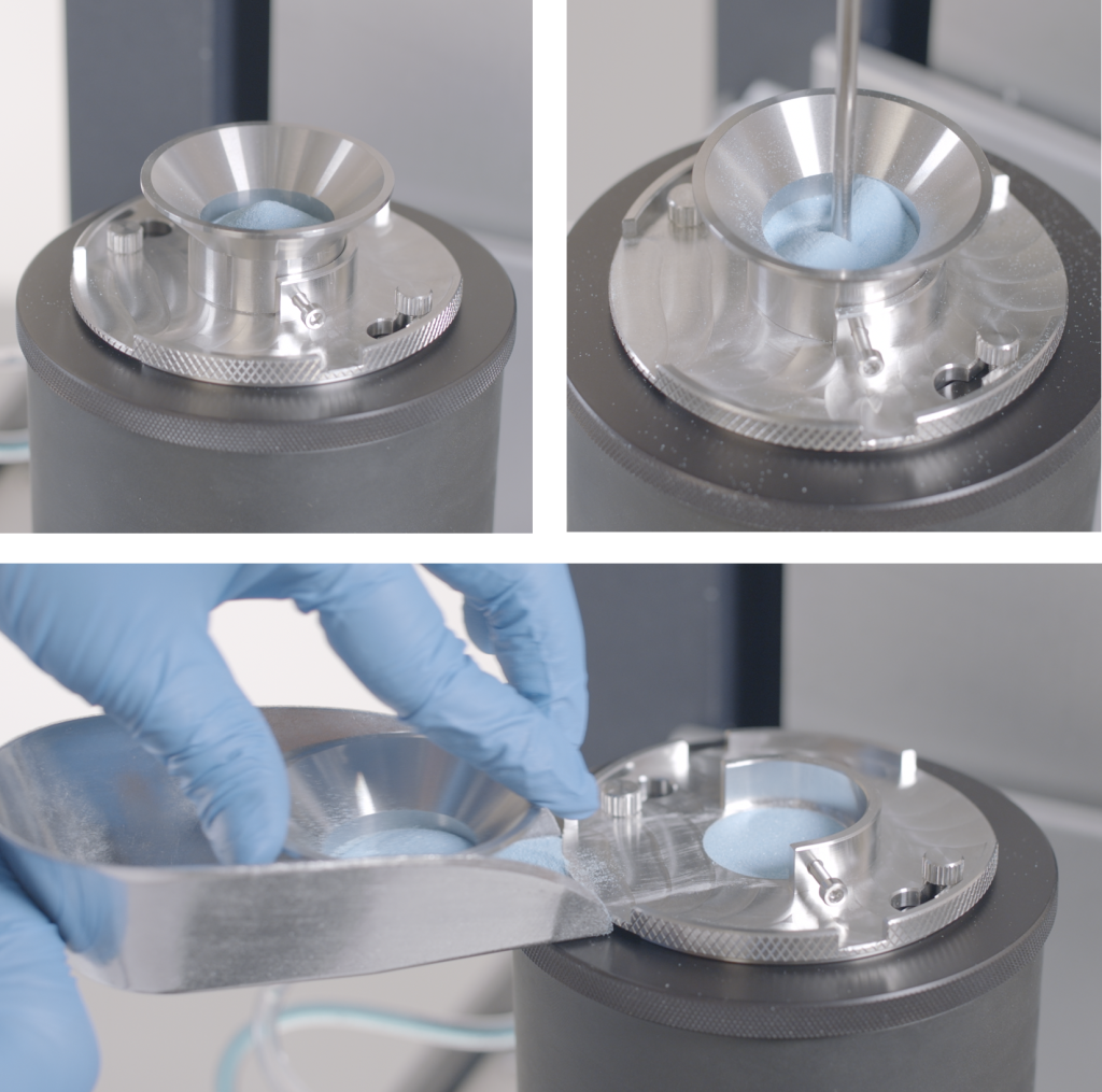 Figure 4. Steps for trimming powder with flow temperature setup