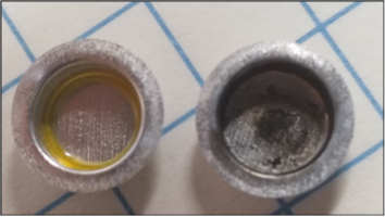 TA452_Fig.21 Figure 21. Residue Obtained in Two Different OIT Runs for Sample D
