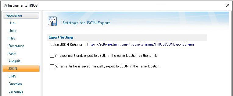 Figure 2. Settings for automatic export Figure 2. Settings for automatic export